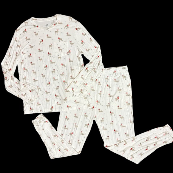 Kyte BABY Other - Kyte Baby Women's M Bamboo Reindeer Christmas Pajama Set Long Sleeve Pants